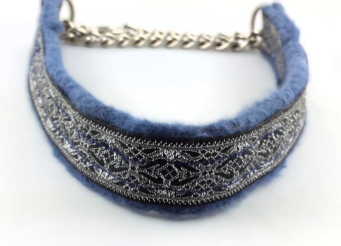 Fleece-Halsband mit Silberborte
