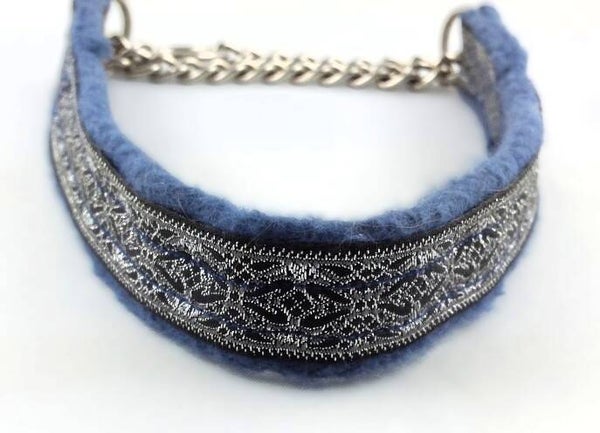Fleece-Halsband mit Silberborte
