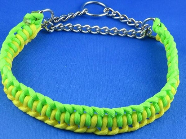 Paracord-Halsband Grün-Gelb