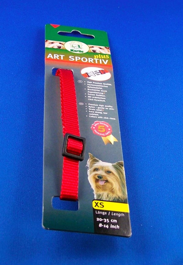 Halsband Nylon rot  und blau 20-35 cm