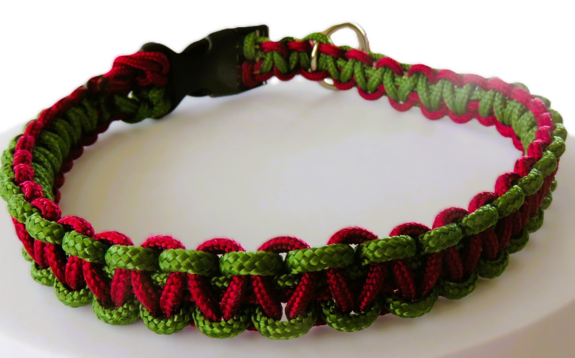 Halsband Paracord burgunderrot-olivgrün