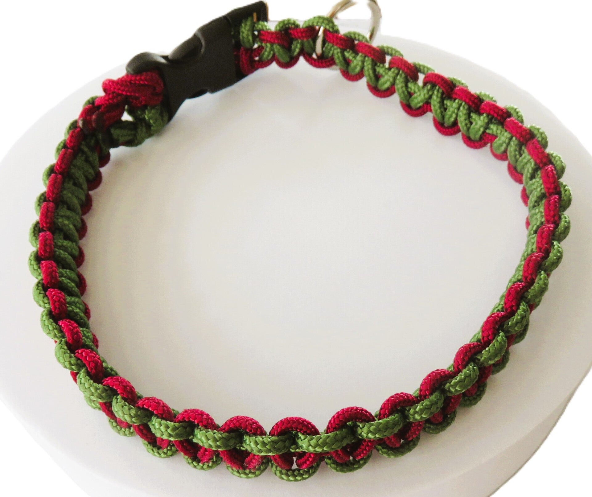 Halsband Paracord burgunderrot-olivgrün