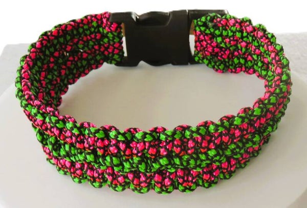 Paracord-Halsband Neon-Pink-Grün