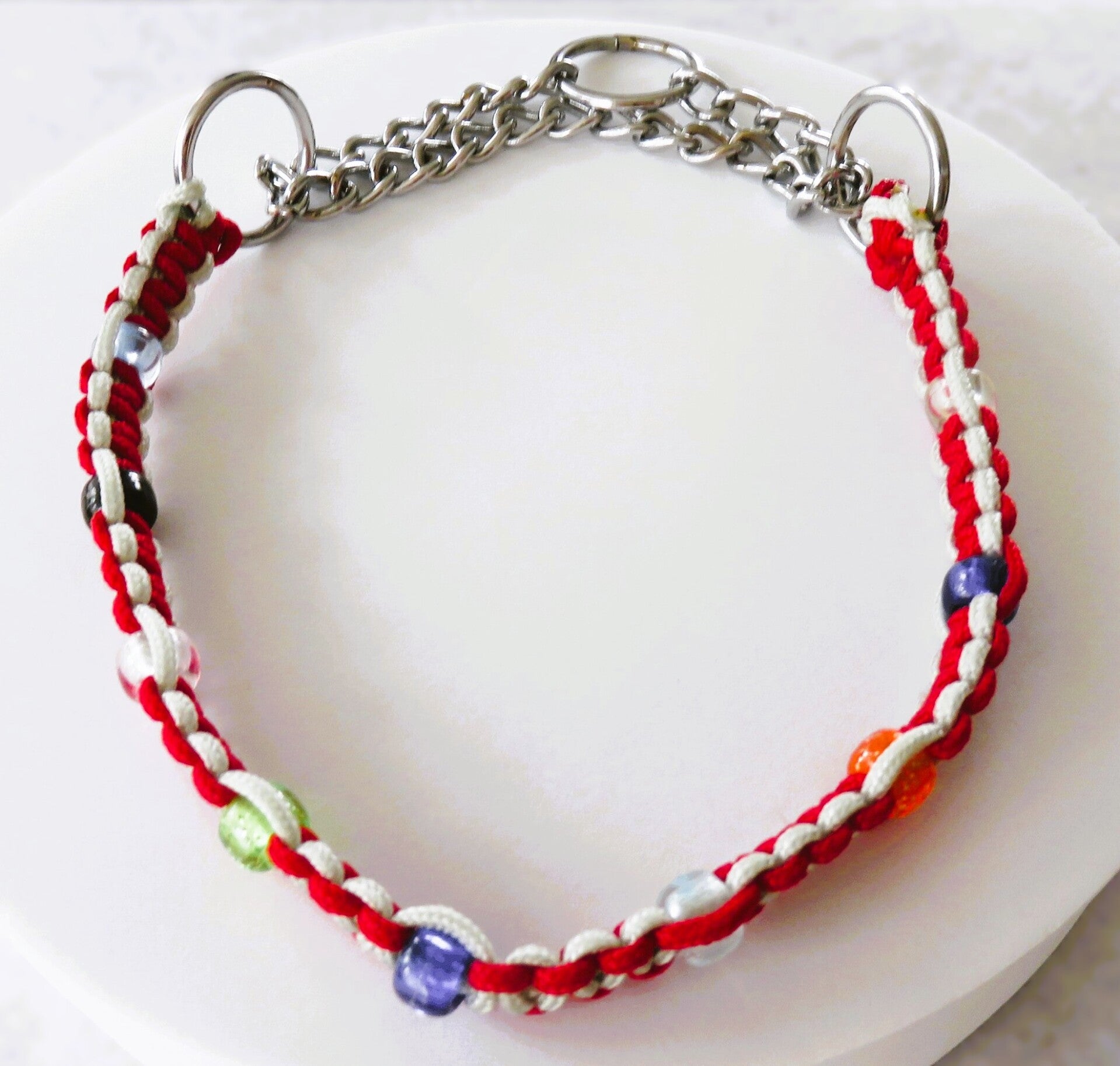 Halsband Paracord Rot-Silber