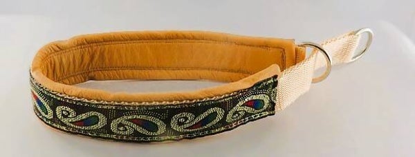 Lederhalsband mit Brokatborte