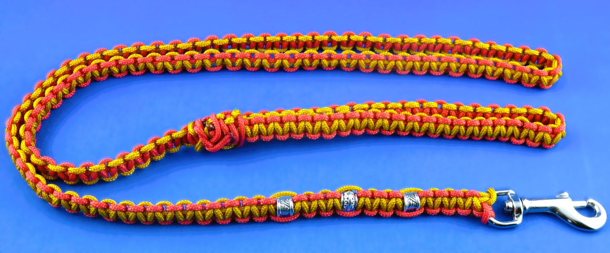 Leine Paracord und Halsband gelb-rot