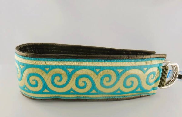 Rennhalsband türkis mit Stoffborte