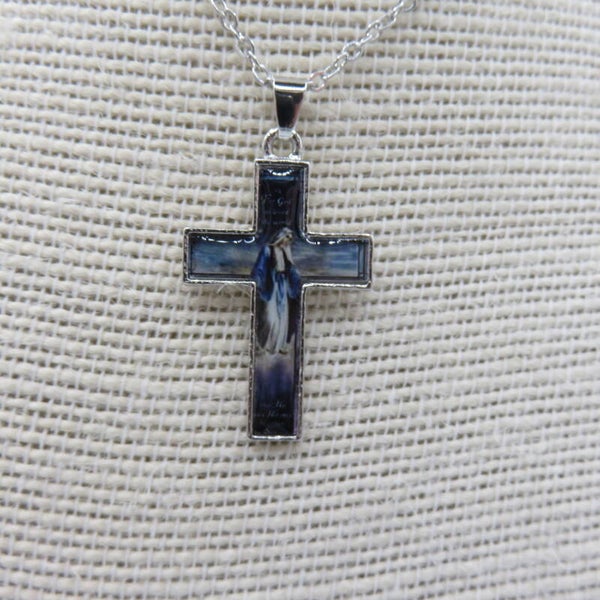 Silberne Kette mit Kreuzanhänger Jungfrau Maria
