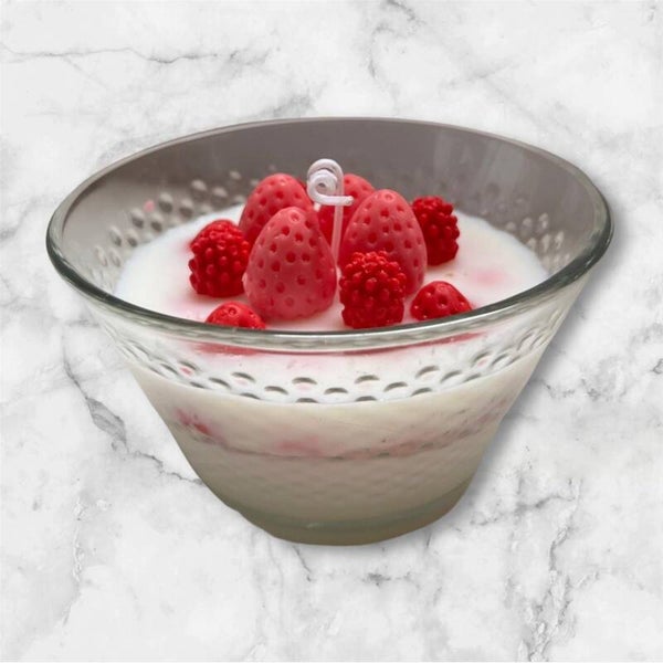 Erdbeeren Kerze im Glas mit Vanille Duft