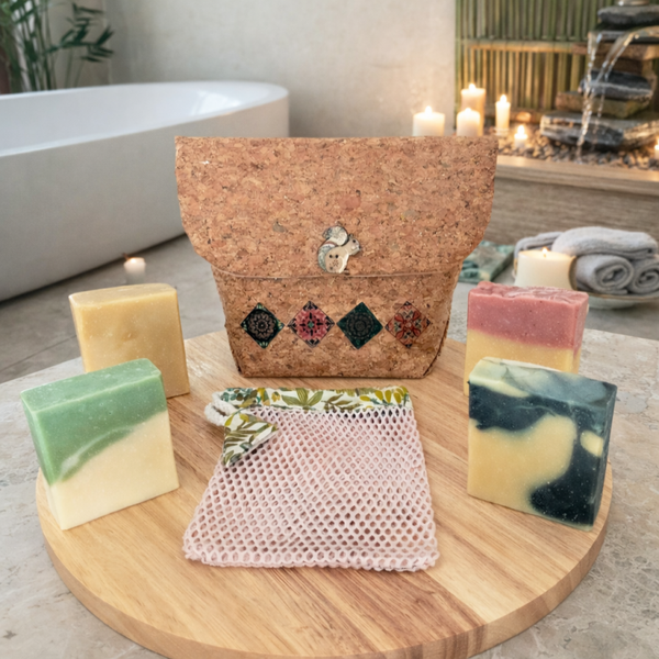 Coffret liège avec 4 savons artisanaux bio 100g | Ma réserve naturelle