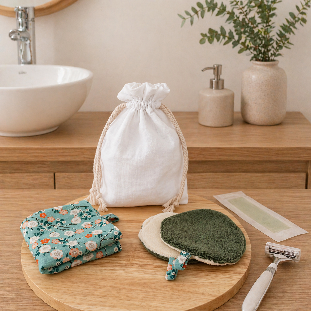 Coffret rituel apaisant après épilation | lingettes lavables et compresse textile