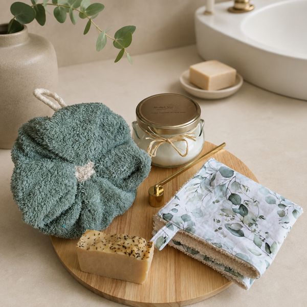 Coffret Rituel Bain Sensoriel | Accessoires textiles, bougie et savon bio