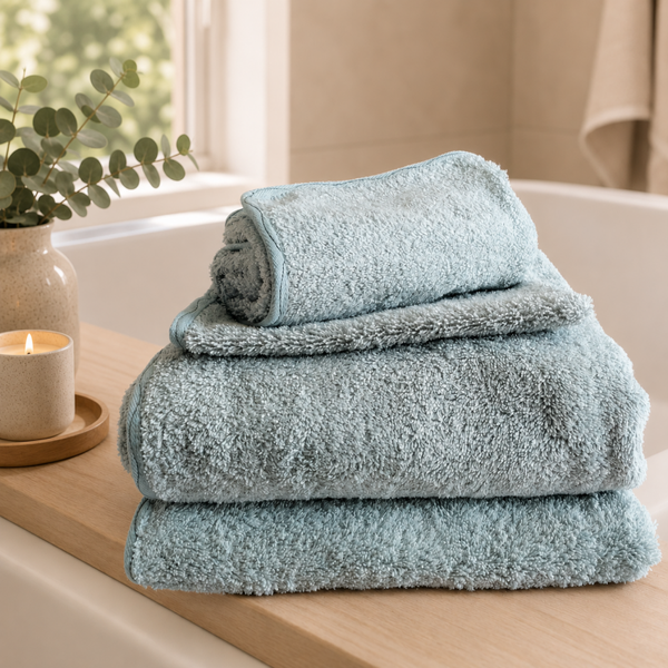 Linge de bain sur mesure en éponge de coton bio | Au fil des vagues