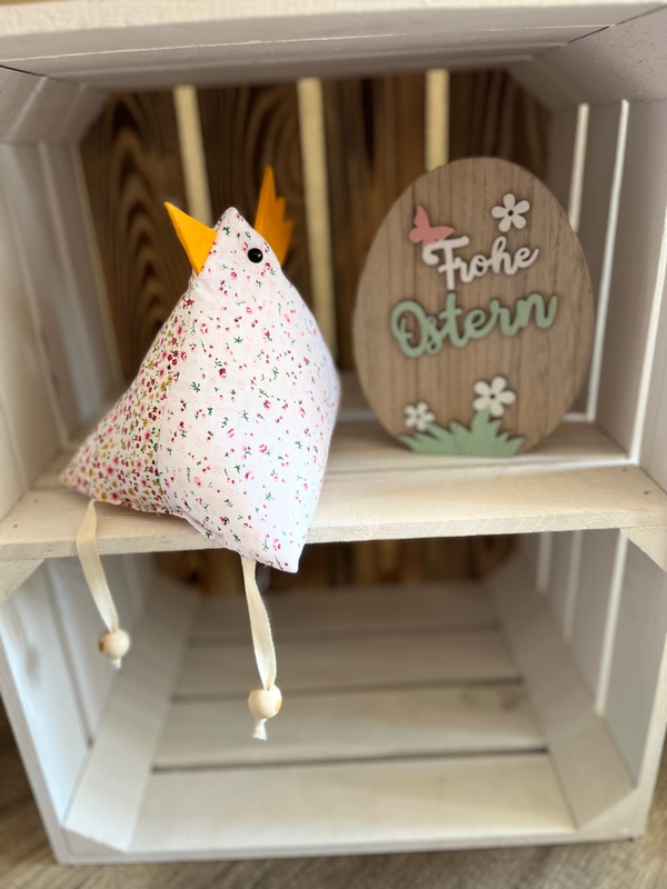 Huhn Tilda -Maxi- Dekoration für Frühling und  Ostern, rosa geblümt