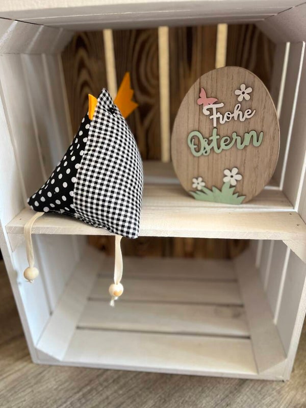 Huhn Tilda - Maxi- Dekoration für Ostern und  Frühling, schwarz/weiß