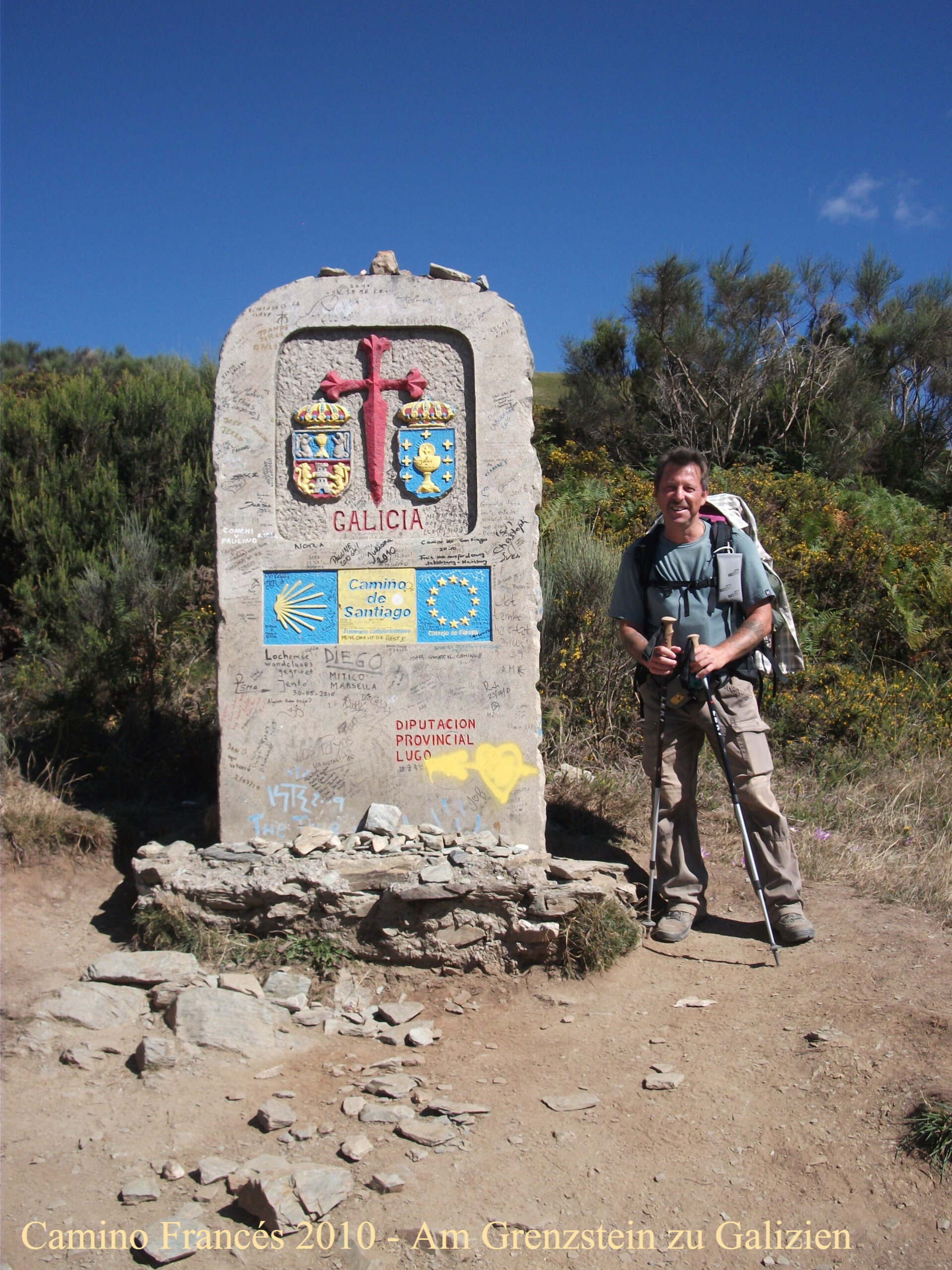 Camino Francés 2010 - Am Grenzstein zu Galizien