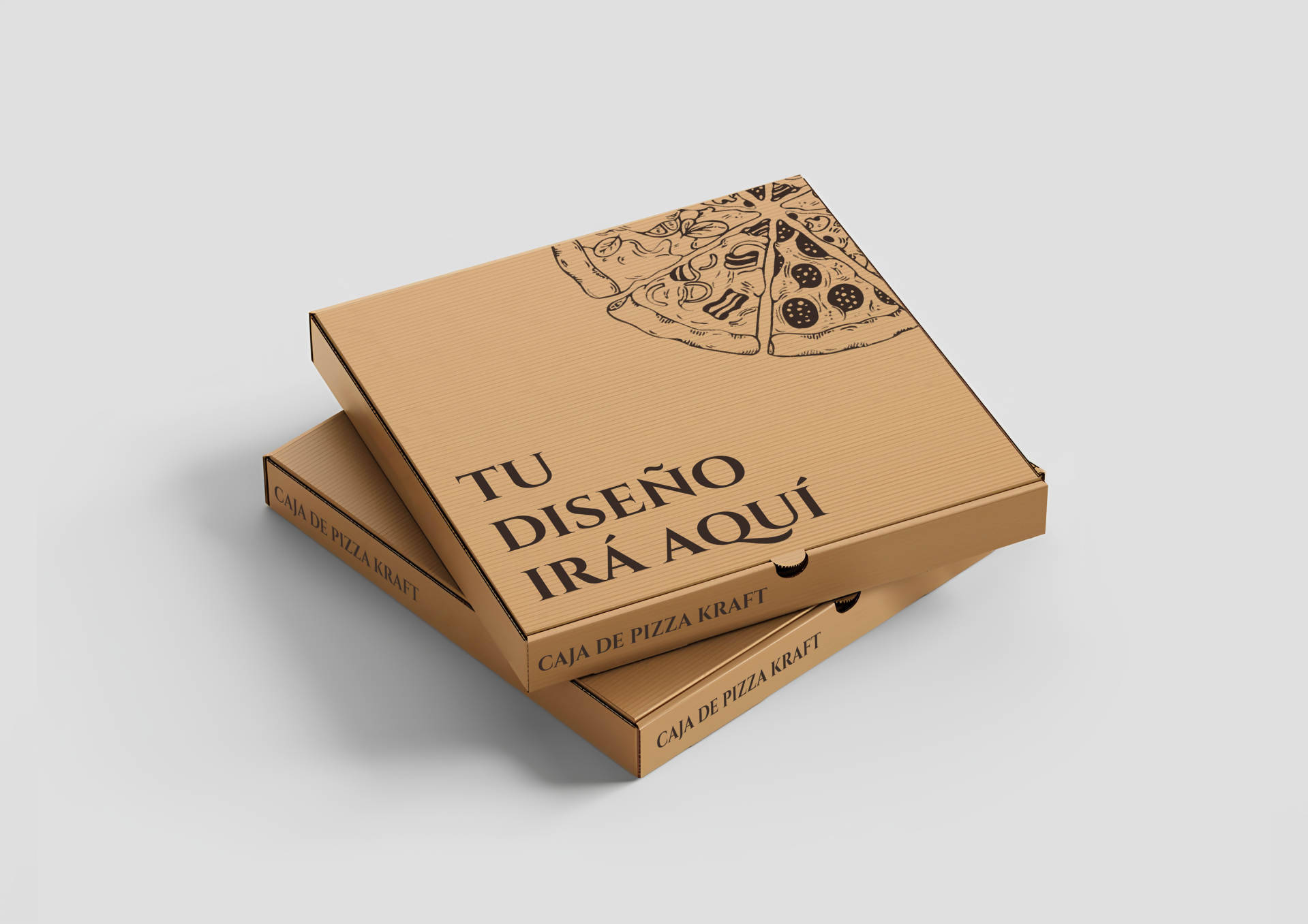 Caja de pizza kraft personalizada con logo 33x33