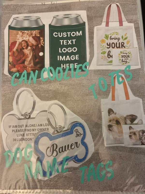 Can Coozies Totes Dog Name Tags