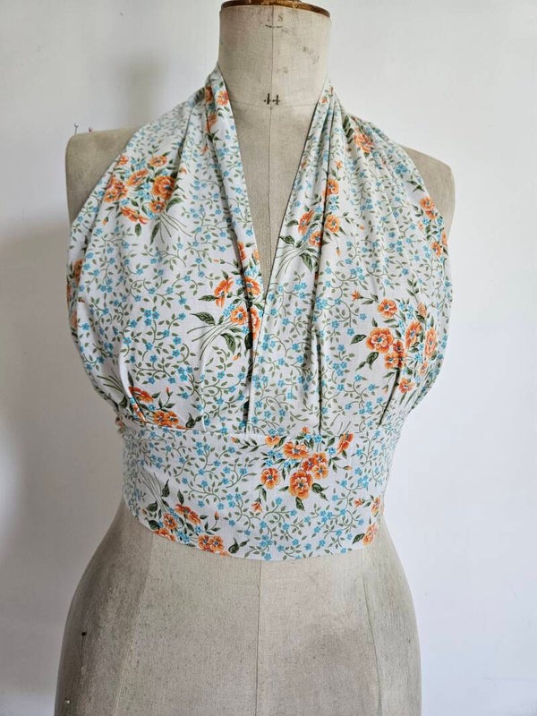 Dos nu en tissu vintage upcyclé