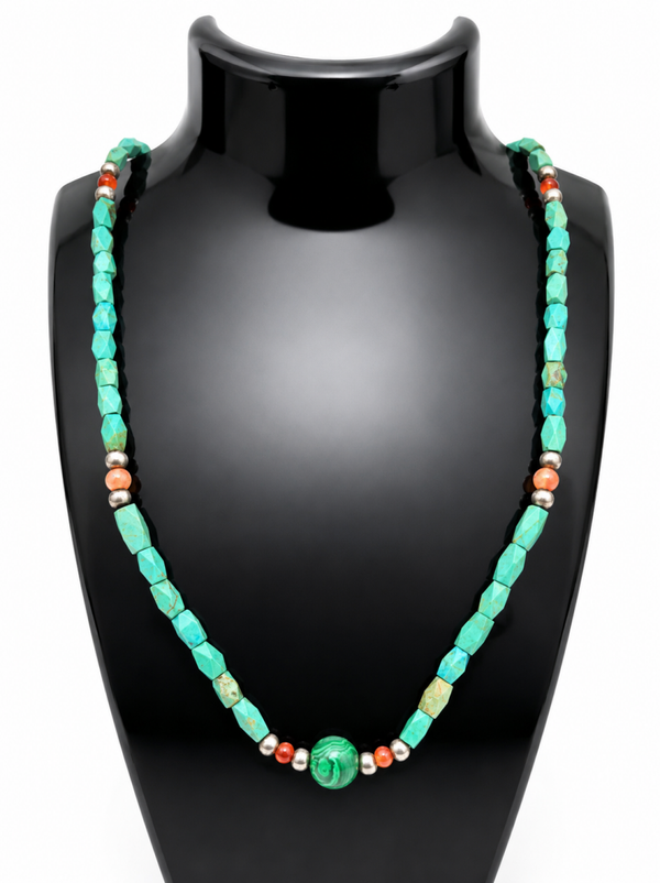 Turkoois, Malachiet & Agaat Ketting