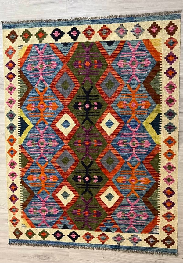 Handgeweven Afghaanse Kilim – 168 × 127 cm