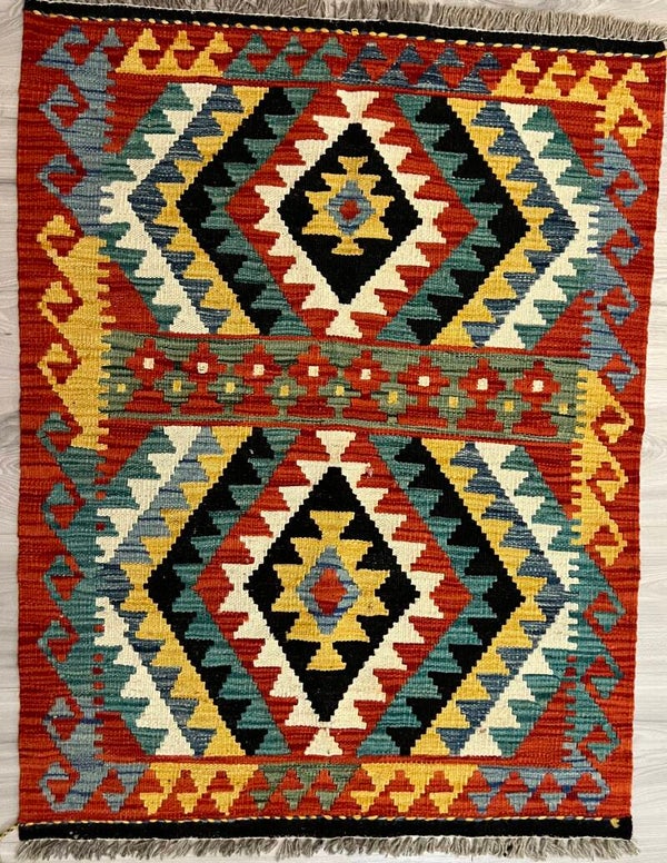 Handgeweven Afghaanse Kilim – 105 × 80 cm