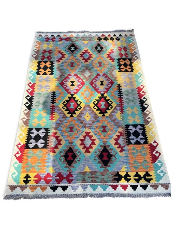 Handgeweven Afghaanse Kilim – 192 × 124 cm
