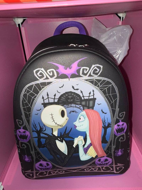 JACK AND SALLY IN PUMPKIN FRAME MINI BACKPACK LOUNGEFLY