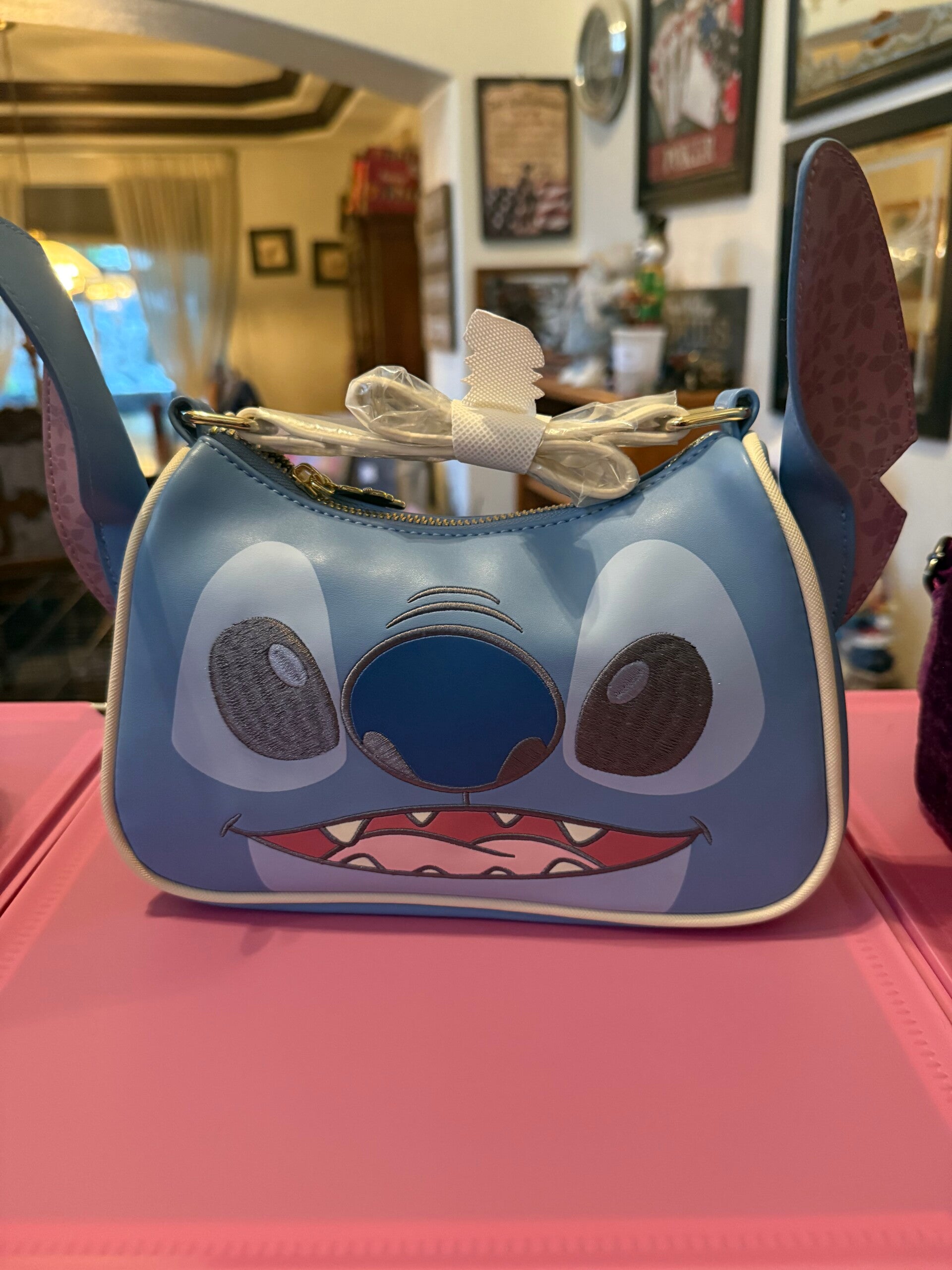 Loungefly Disney Lilo & Stitch Floral Stitch Figural Crossbody Bag.
