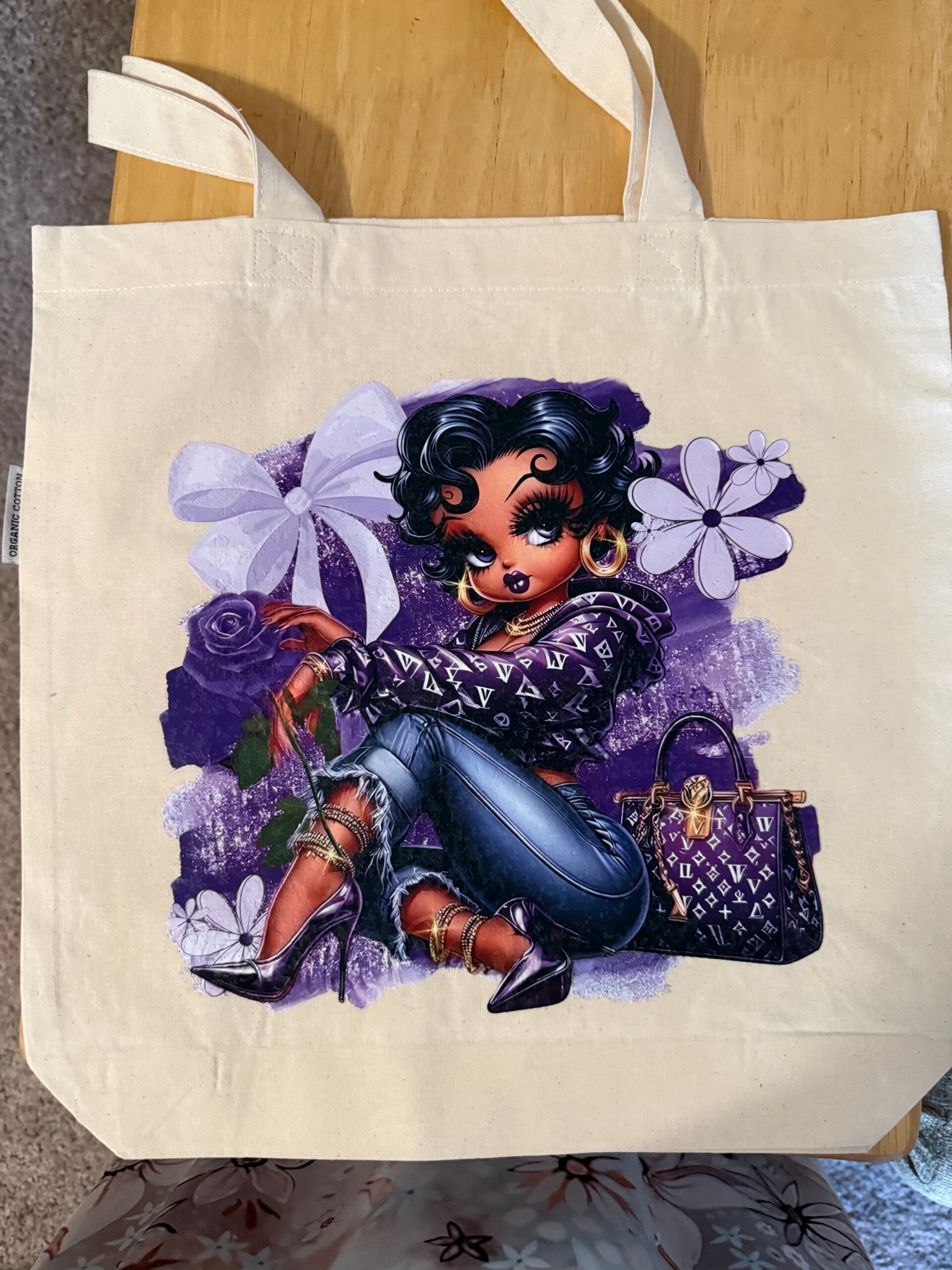 Canvas tote bag with Betty boop image