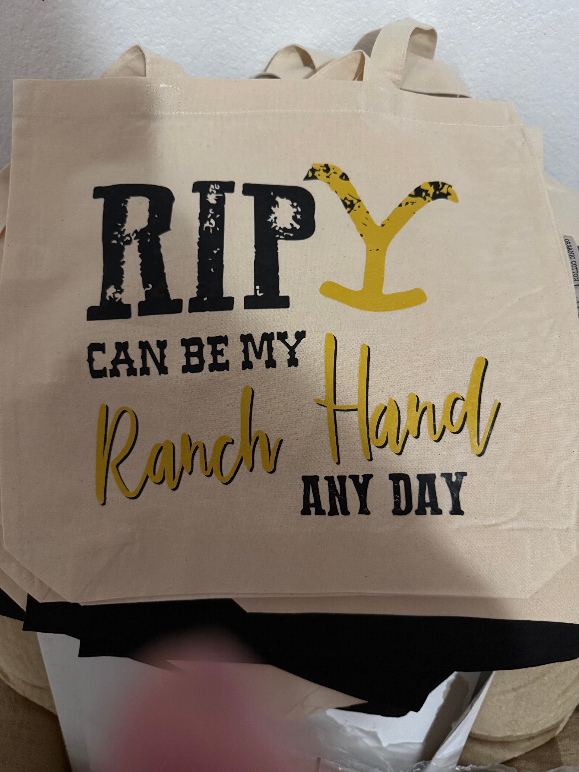 Canvas tote bag with Yellowstone image saying