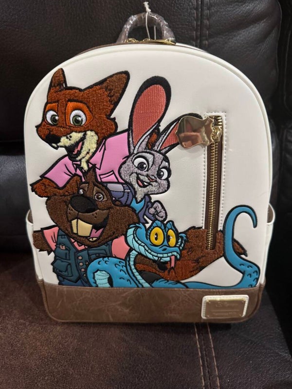 Loungefly Disney Zootopia 2 Chenille Group Portrait Mini Backpack.