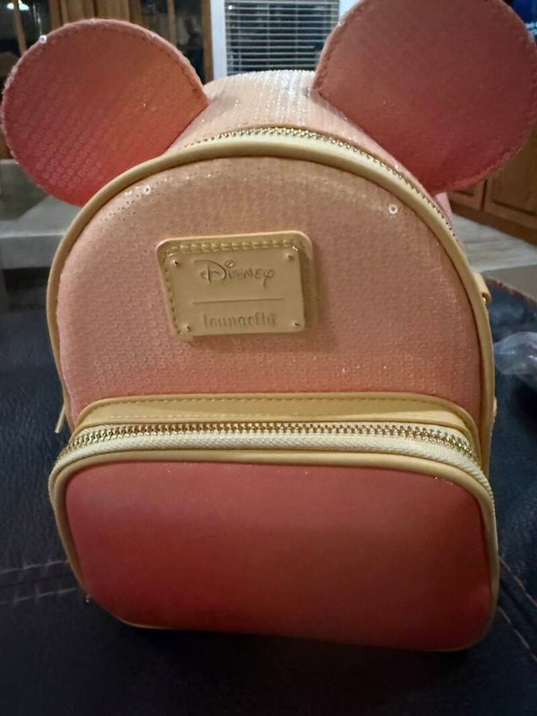 Loungefly Disney Mickey Mouse Glitter Convertible Mini Backpack & Crossbody Bag.