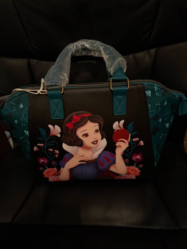 Loungefly Disney Snow White and the Seven Dwarfs Floral Apple Satchel Crossbody Bag.