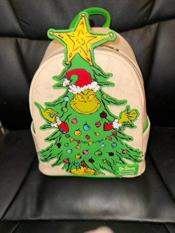 Loungefly Dr. Seuss How the Grinch Stole Christmas! Grinch Tree Mini Backpack.