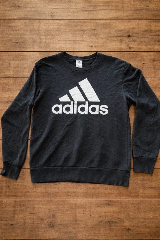 Sweat Adidas noir logo blanc oversize taille S (convient M) hoodie streetwear - Bon état