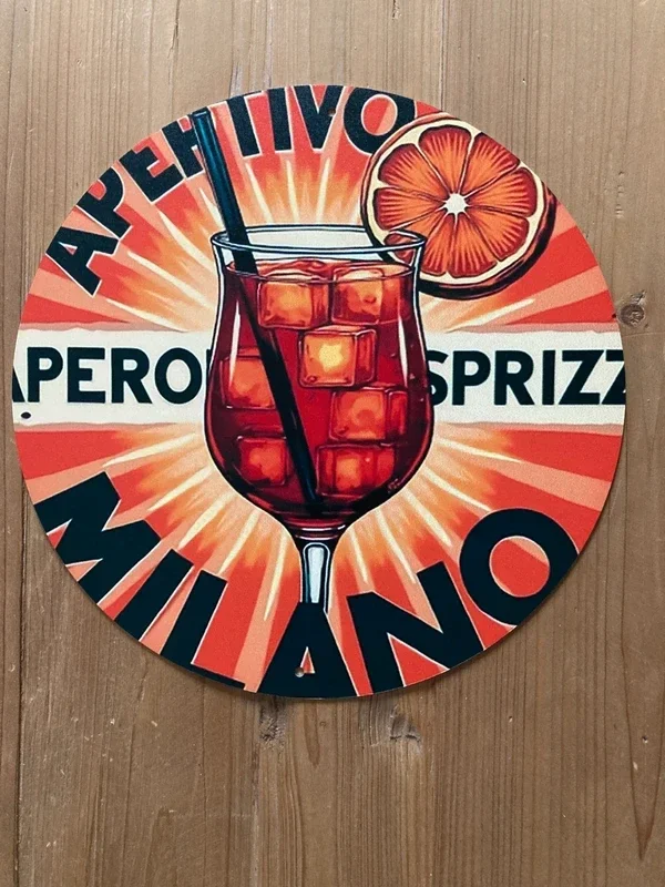 Plaque métal Apérol Spritz ronde 20 cm