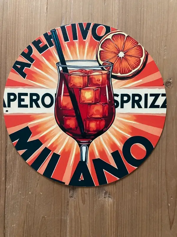 Plaque métal Apérol Spritz ronde 20 cm