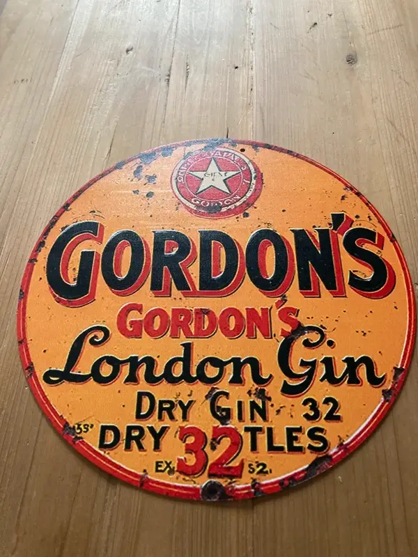 Plaque métal Gordon’s London Gin ronde 20 cm