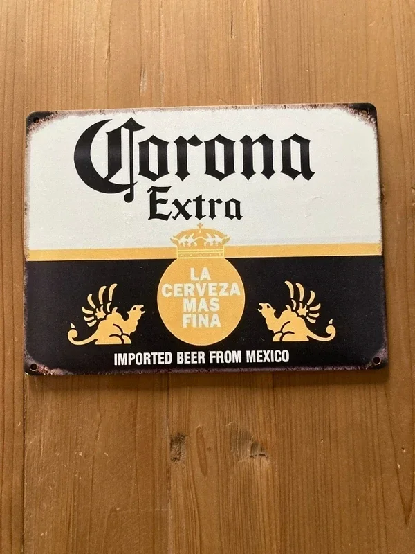 Plaque déco Corona Extra en bois 20 x 14 cm