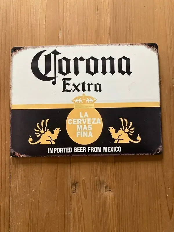 Plaque déco Corona Extra en bois 20 x 14 cm