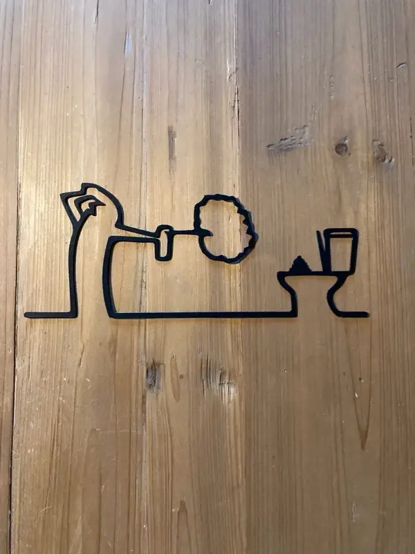 Déco Murale Métal Salle de Bain WC Humour 20,5 x 8 cm