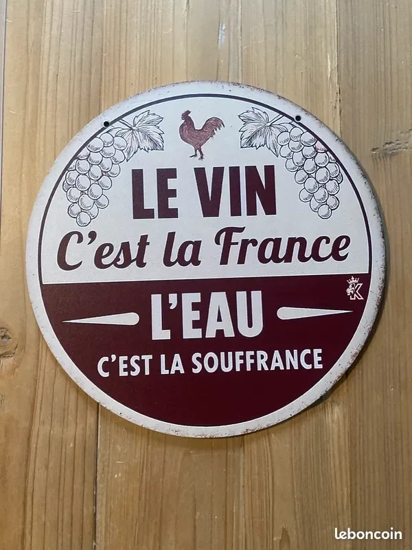 Plaque décorative humoristique vintage « Le Vin c’est la France » – 20 cm