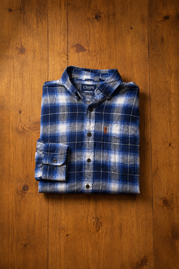Chemise CHAPS Ralph Lauren à carreaux bleus – 100% coton – Taille S – Style flanelle - Très bon état