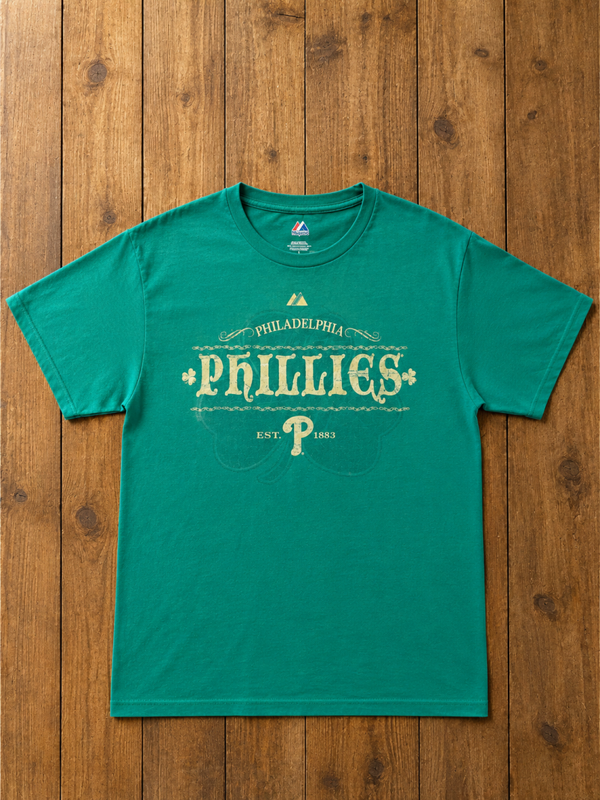 T-shirt Vintage Philadelphia Phillies Majestic Vert – Taille L - Bon état