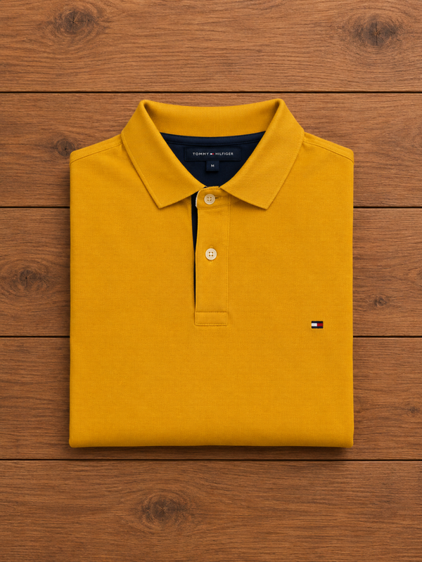 Polo Tommy Hilfiger jaune moutarde Slim Fit XS homme - Très bon état