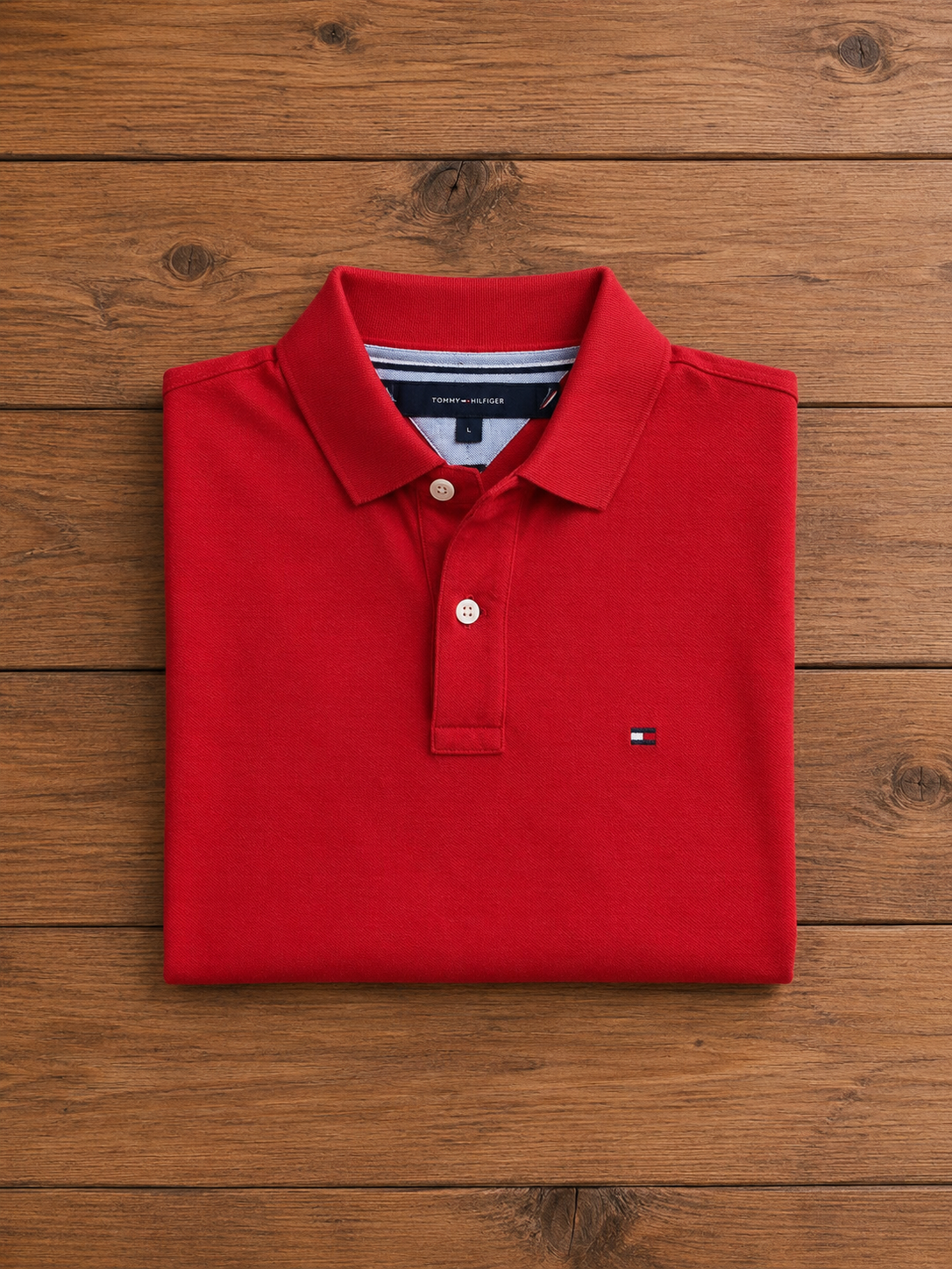 Polo Tommy Hilfiger homme rouge taille L – coupe regular – logo brodé – très bon état