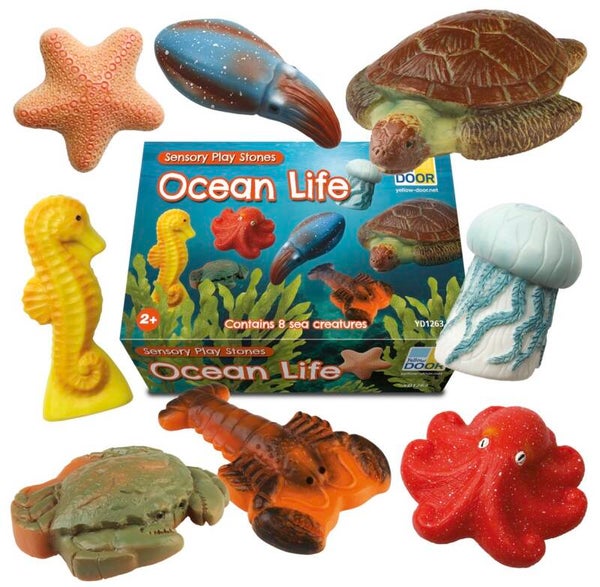 ocean life- sensory play stones yellow door