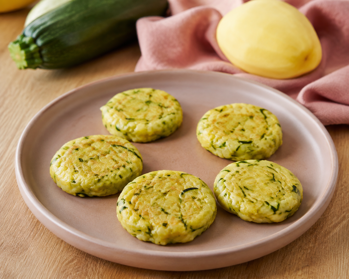 Weiche Zucchini-Kartoffel-Taler ohne Salz für Babys