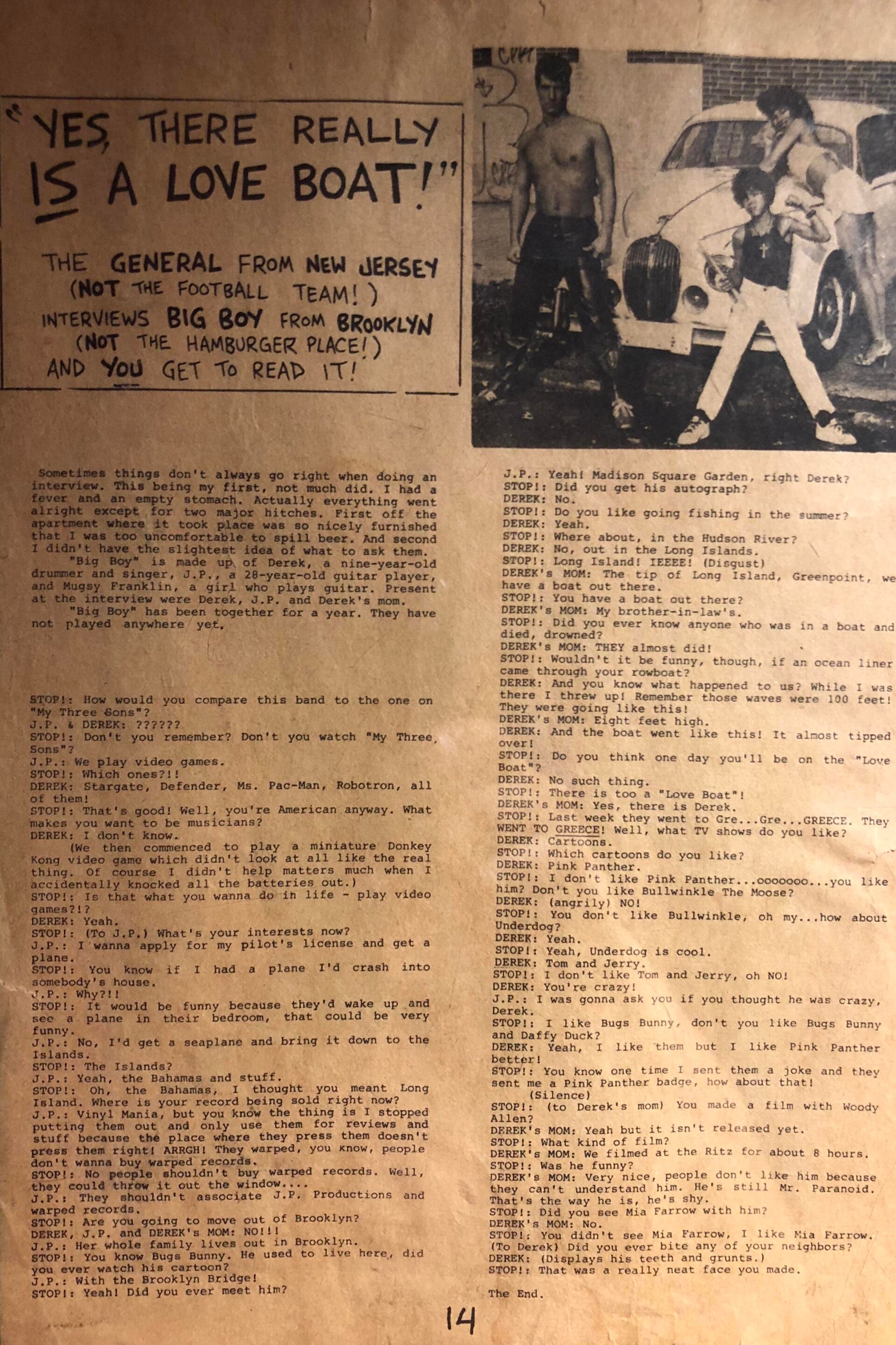 Derek Samuel Reese first interview in Stop magazine in 1983